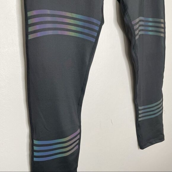 BCBGMaxAriza Black‎ Rainbow-Accent Active Workout Gym Running Leggings NEW NWT - Picture 3 of 8